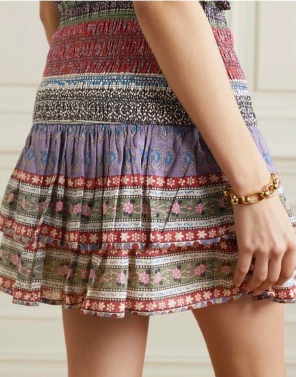 SEA New York Brooke Border Smocked Tiered Boho Mini
Skirt XL